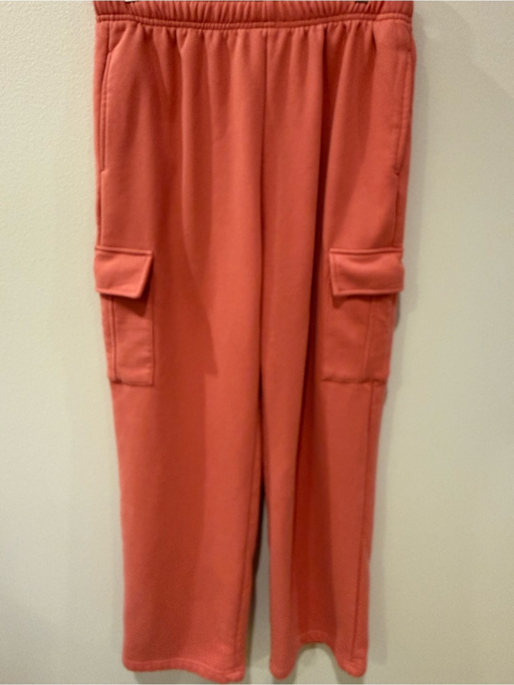 Wide Leg Cargo Sweatpants in Coral